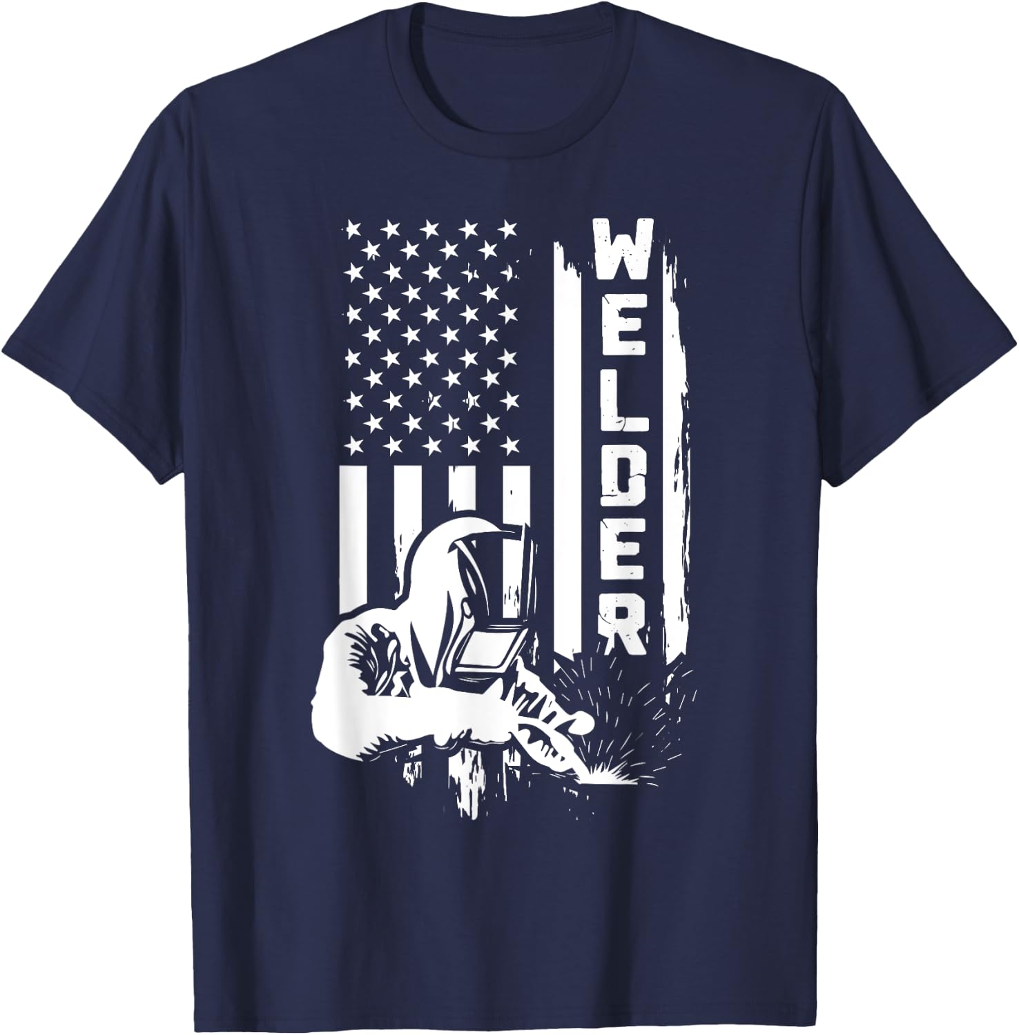 American Flag Welder Funny USA 4th of July Welding Job Lover T-Shirt - T-Shirt | Navy