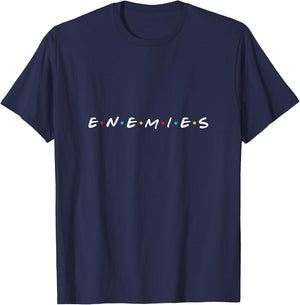 Enemies Kids Black Modern Letter Print Short Sleeve T-Shirt - T-Shirt | Navy
