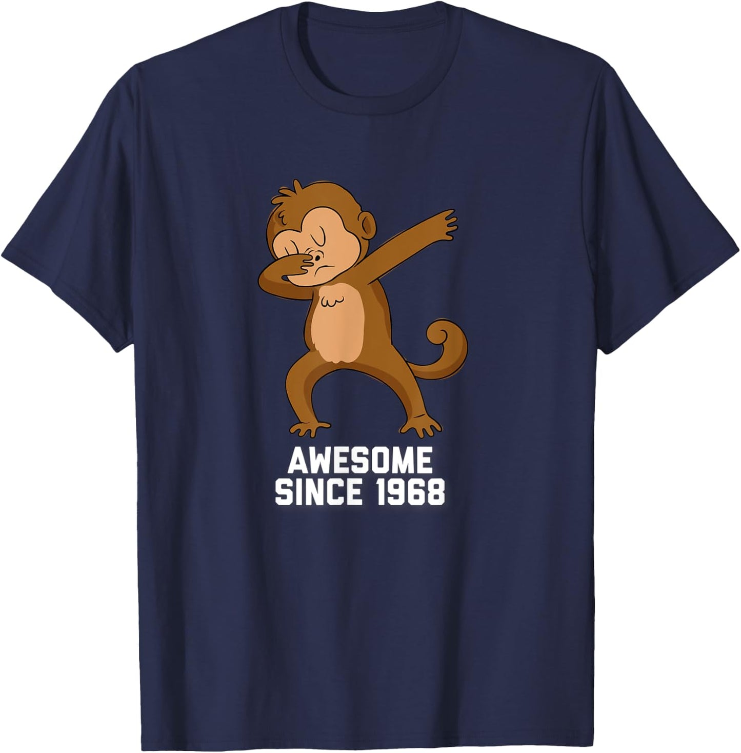 Awesome since 1968 Monkey Dabbing T-Shirt - T-Shirt | Navy