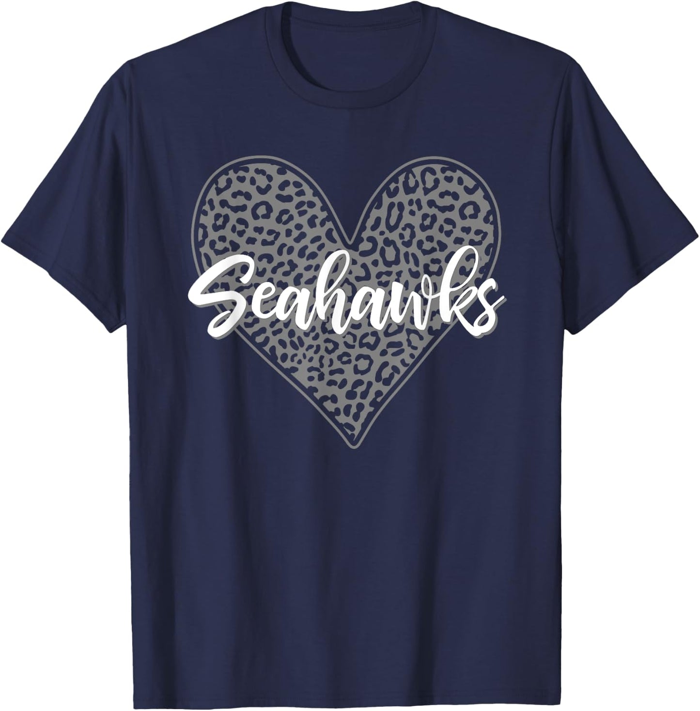 Seahawks Southside Leopard Heart Pattern HS T-Shirt - T-Shirt | Navy