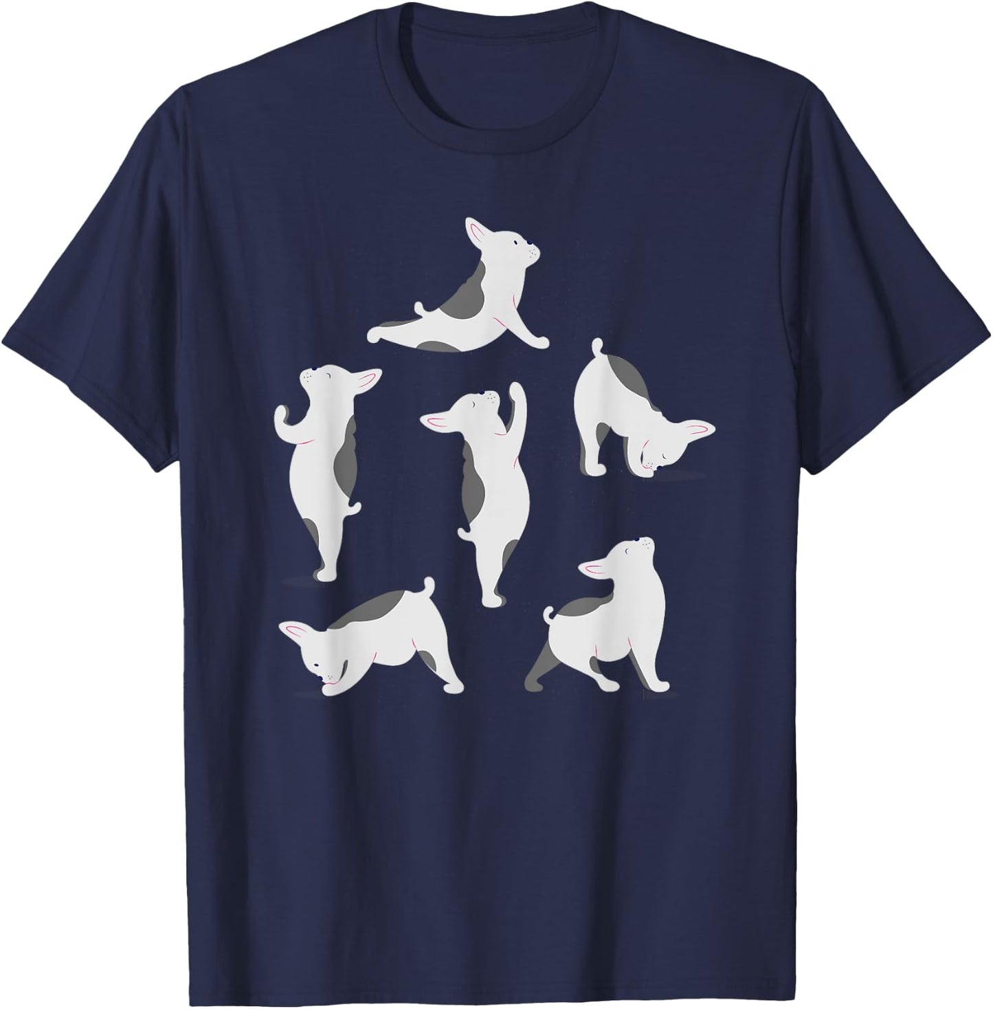 French Bulldog Yoga Poses Funny Cute Frenchie Dog Lover Men Women Girls Kids T-Shirt - T-Shirt | Navy