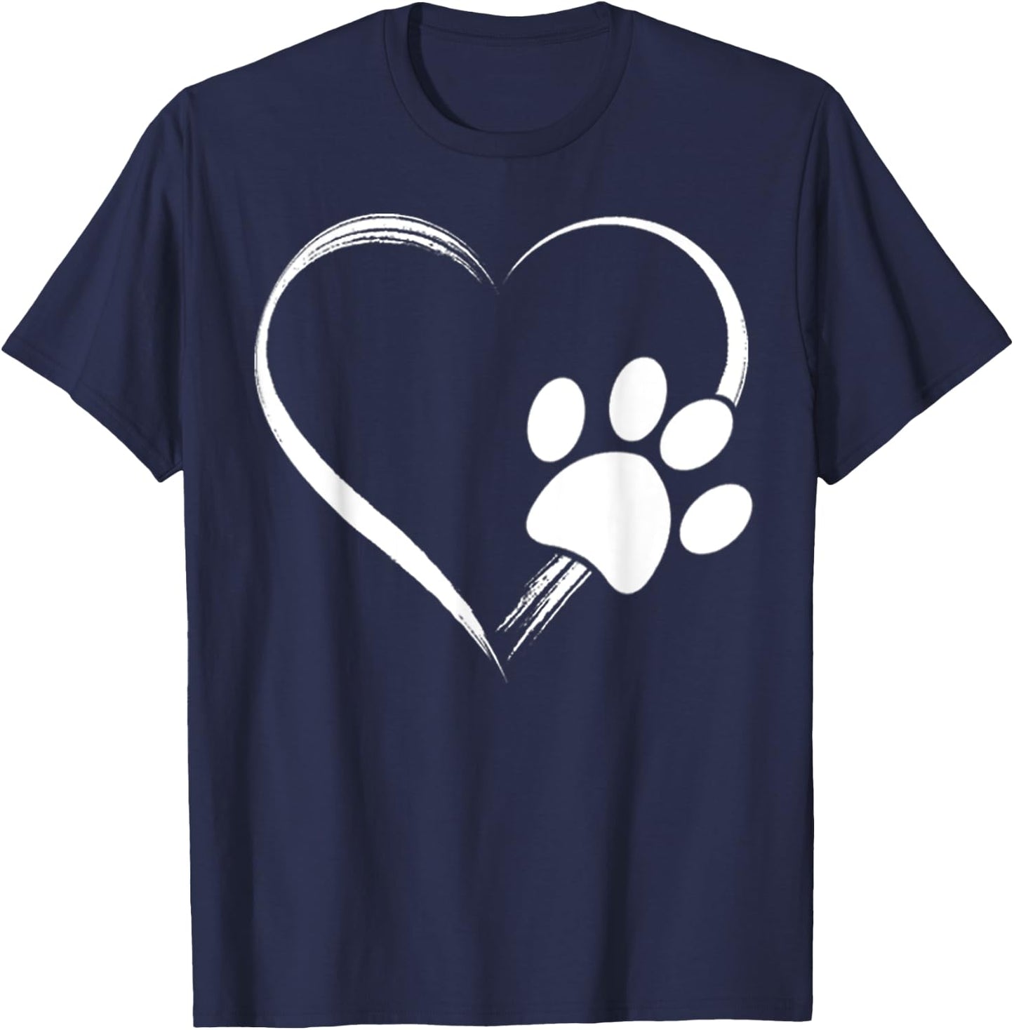 Dog Paw Print Heart Shirt Dog Lover Owner Gift Mom & Dad T-Shirt - T-Shirt | Navy