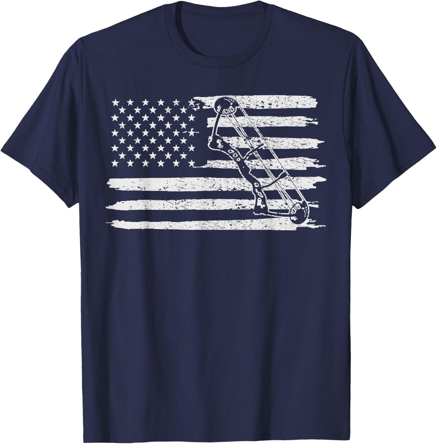 Archery Bow Hunting USA Flag 4th Of July Vintage T-Shirt - T-Shirt | Navy
