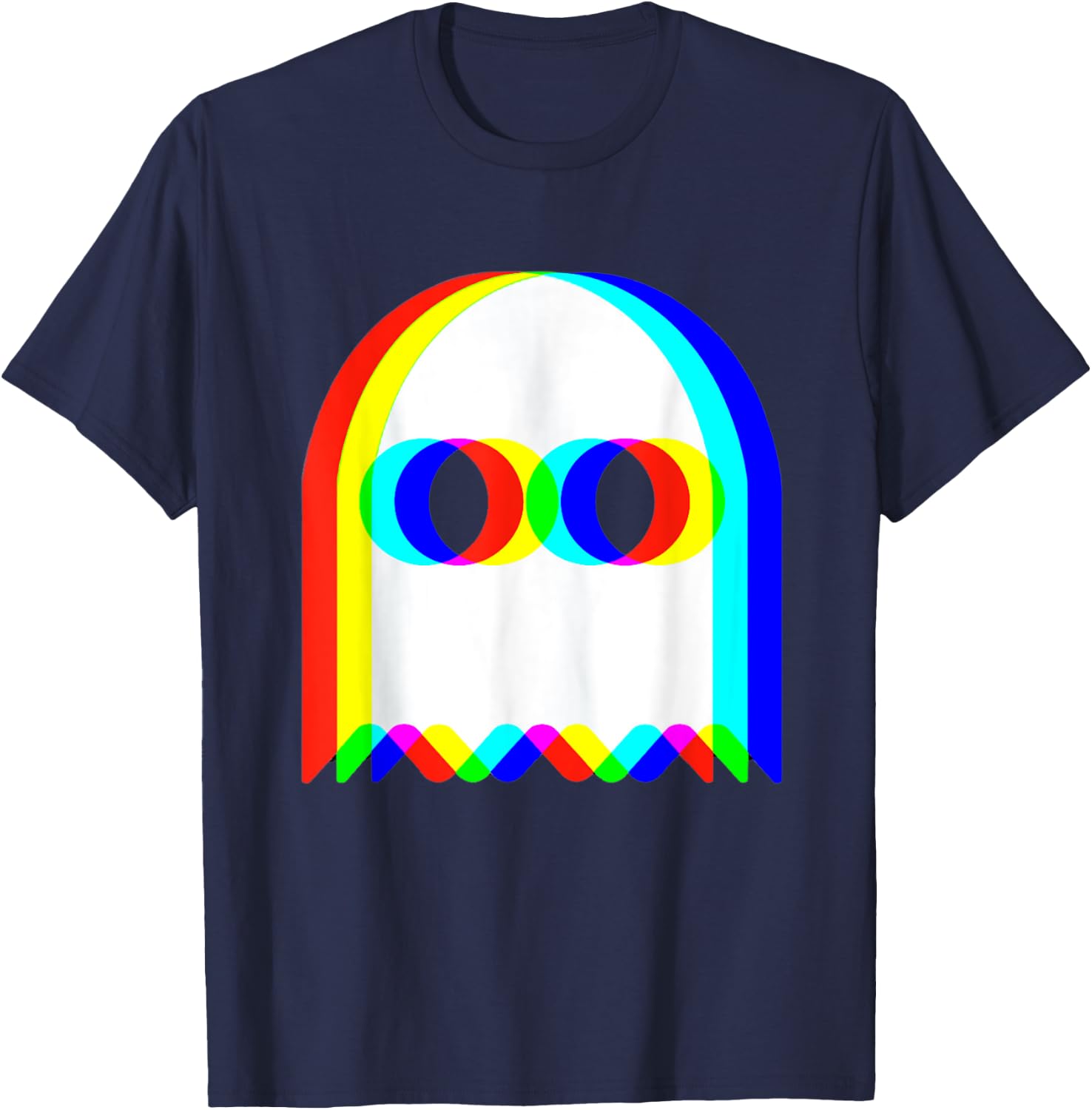 Funny Trippy Ghost Vaporwave Halloween Rave Party Funny T-Shirt - T-Shirt | Navy