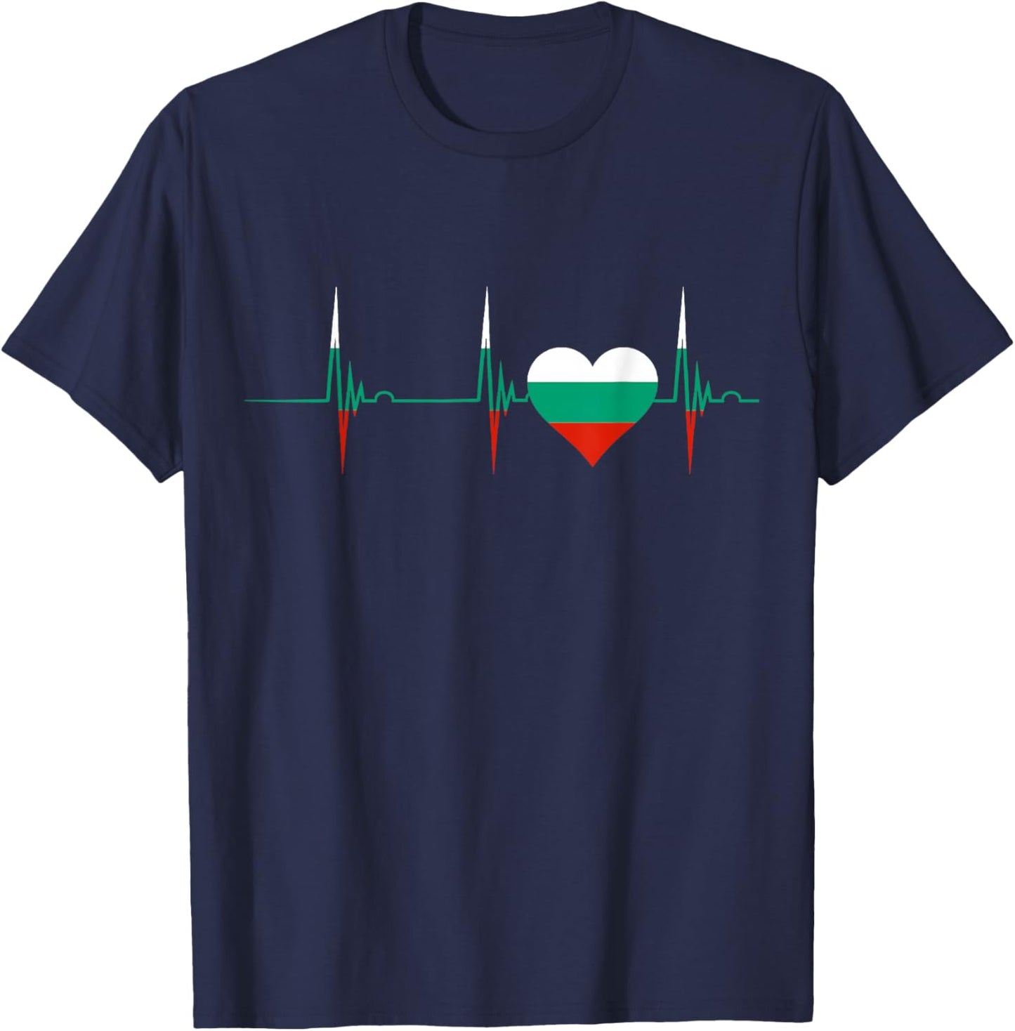 Bulgaria Flag Heart Bulgarian Pride Heartbeat EKG Pulse T-Shirt - T-Shirt | Navy