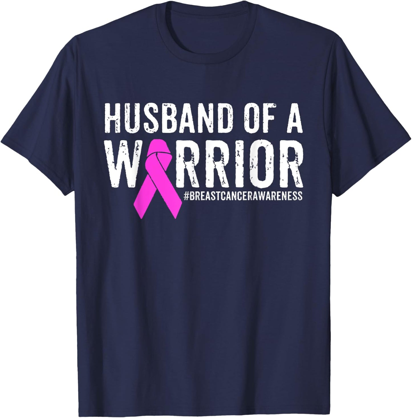 Breast Cancer Husband Shirt Awareness Husband Of A Warrior T-Shirt - T-Shirt | Navy