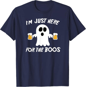 I'm Just Here For The Boos Funny Beer Ghost T-Shirt - T-Shirt | Navy