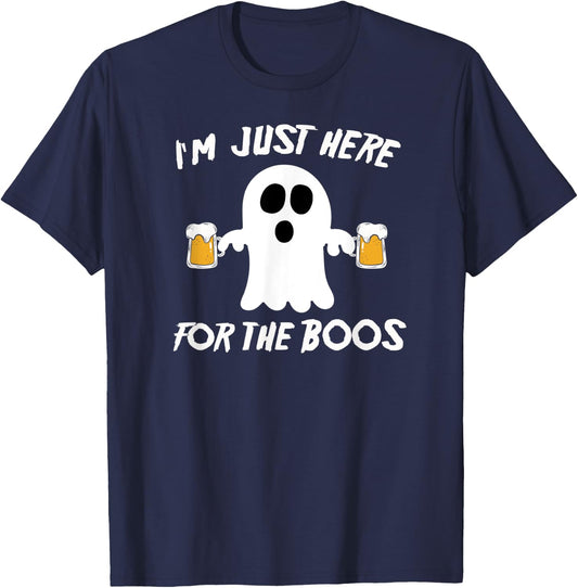 I'm Just Here For The Boos Funny Beer Ghost T-Shirt - T-Shirt | Navy