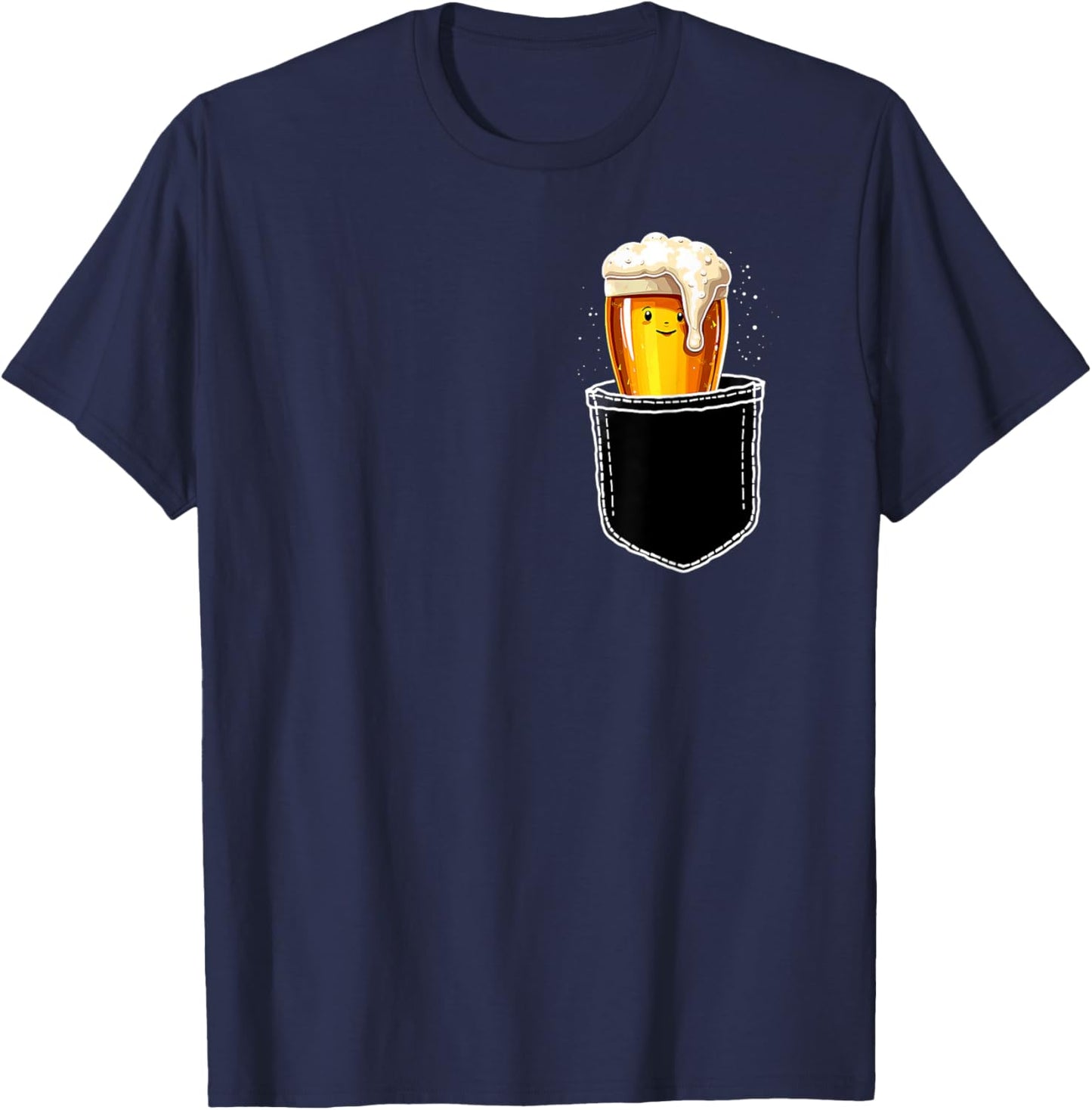 Cute Beer Mug In The Pocket Drinking T-Shirt - T-Shirt | Navy