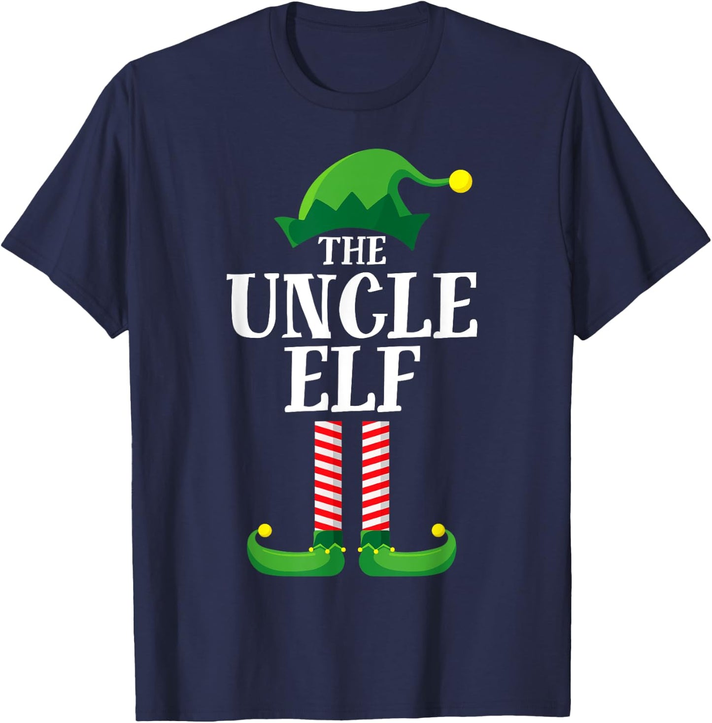 Uncle Elf Matching Family Group Christmas Party Pyjamas T-Shirt - T-Shirt | Navy