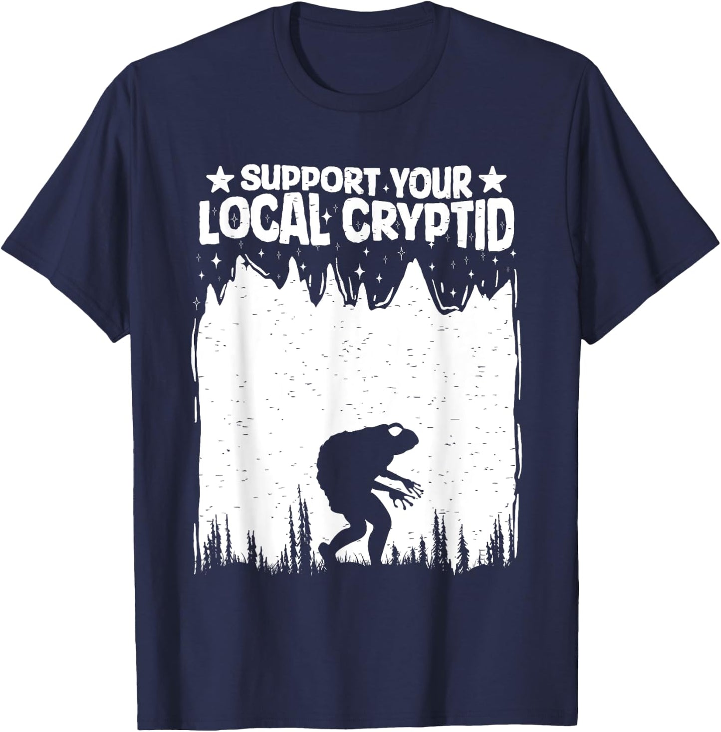 Support Your Local Cryptid Loveland Frogman Cryptozoology T-Shirt - T-Shirt | Navy