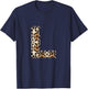 Cool Letter L Initial Name Leopard Cheetah Print T-Shirt - T-Shirt | Navy