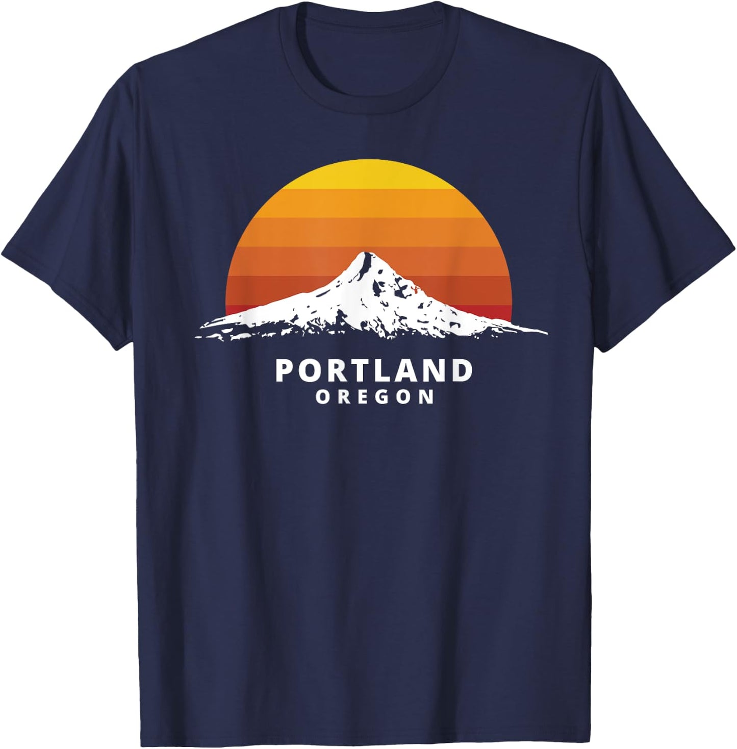 Portland Oregon Mt. Hood Sunset - Clean Variant T-Shirt - T-Shirt | Navy