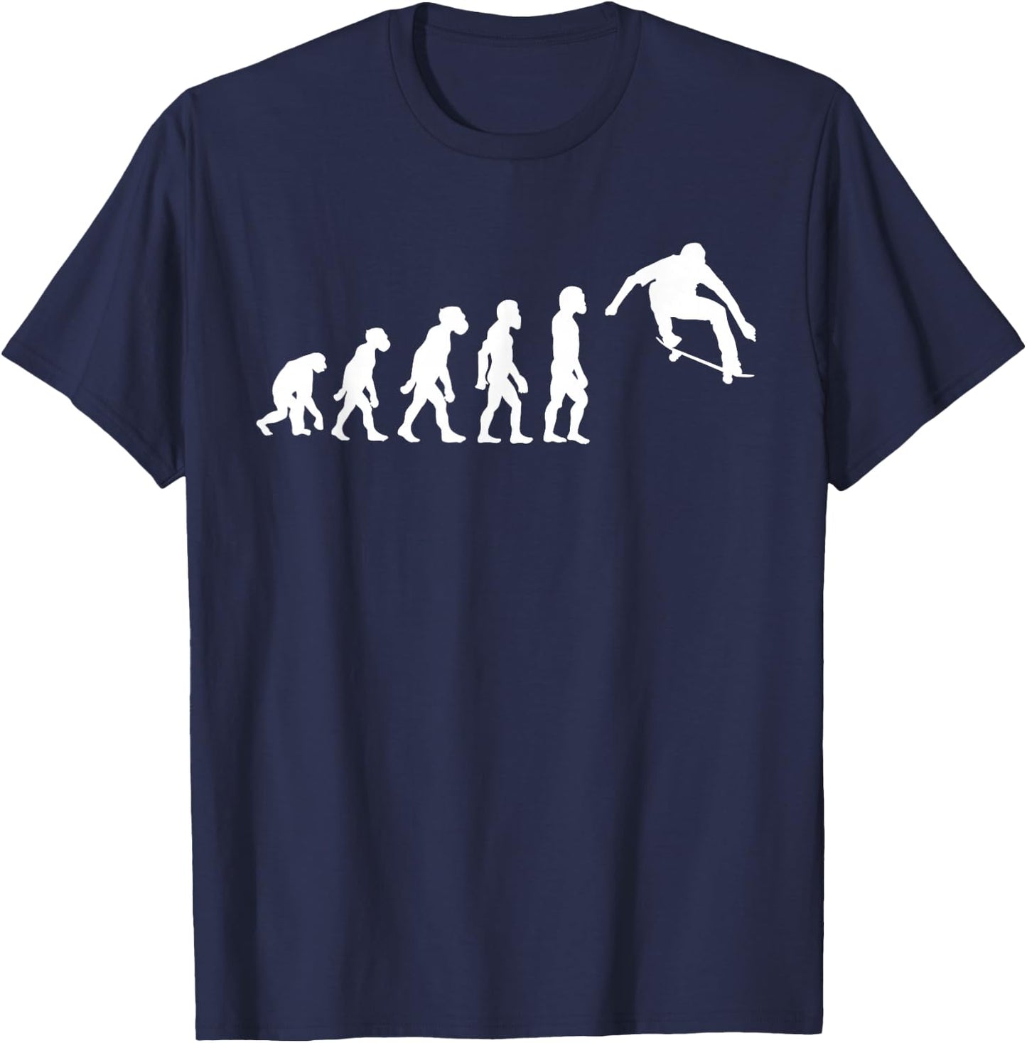 Funny Human Skateboarding Evolution Skater Skateboarder T-Shirt - T-Shirt | Navy