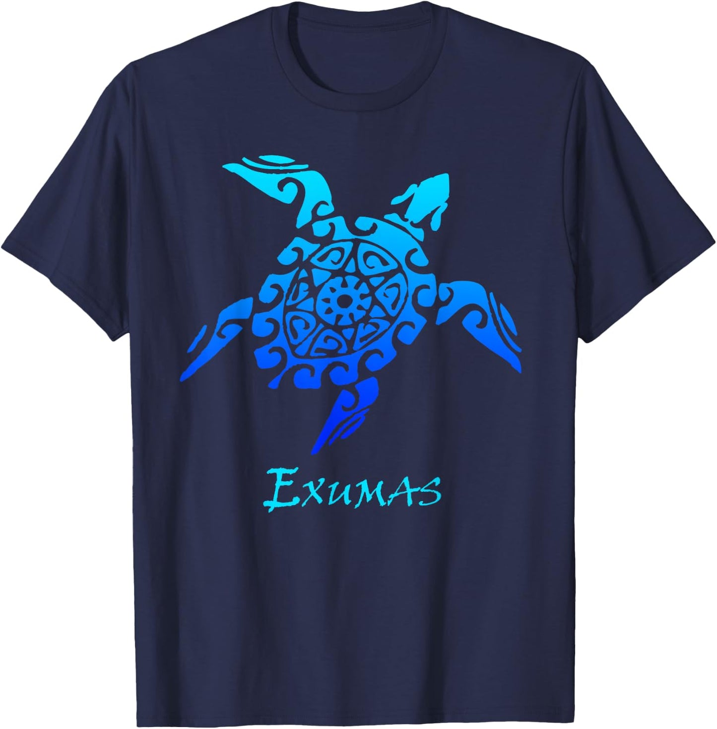 Exuma Bahamas Tribal Sea Turtle Tattoo Style Vacation T-Shirt - T-Shirt | Navy