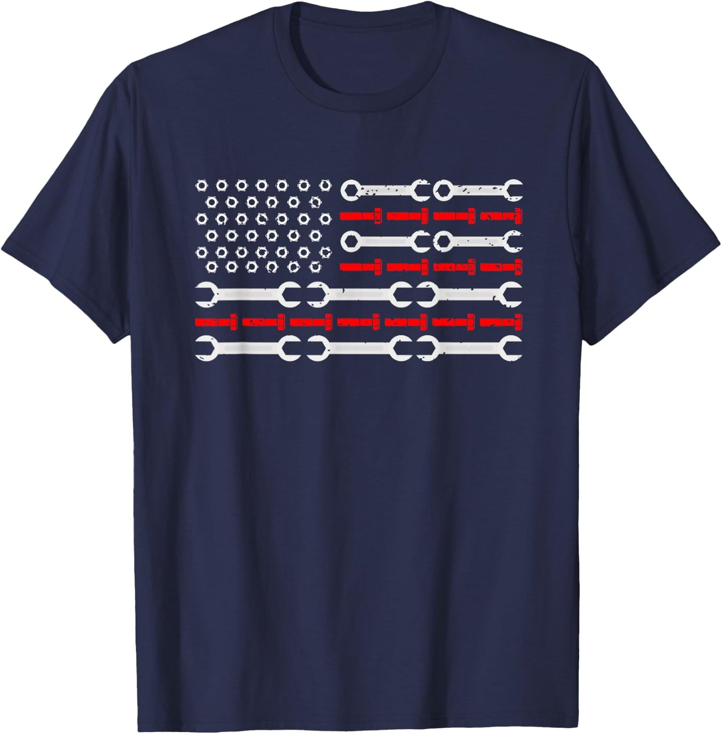 Nuts Bolts And Screwdrivers Auto Mechanic American Flag T-Shirt - T-Shirt | Navy