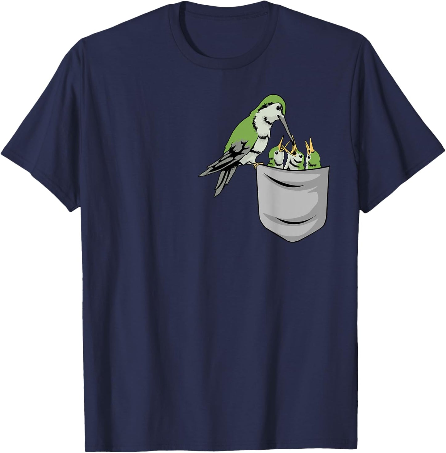 Hummingbird Pocket Bird Shirt Bird Swing Feeding Birb T-Shirt - T-Shirt | Navy