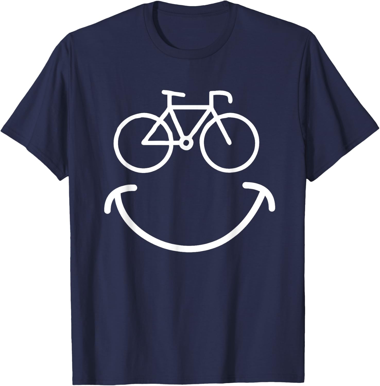 Happy Face Bike - Cycling And Cyclist T-Shirt - T-Shirt | Navy