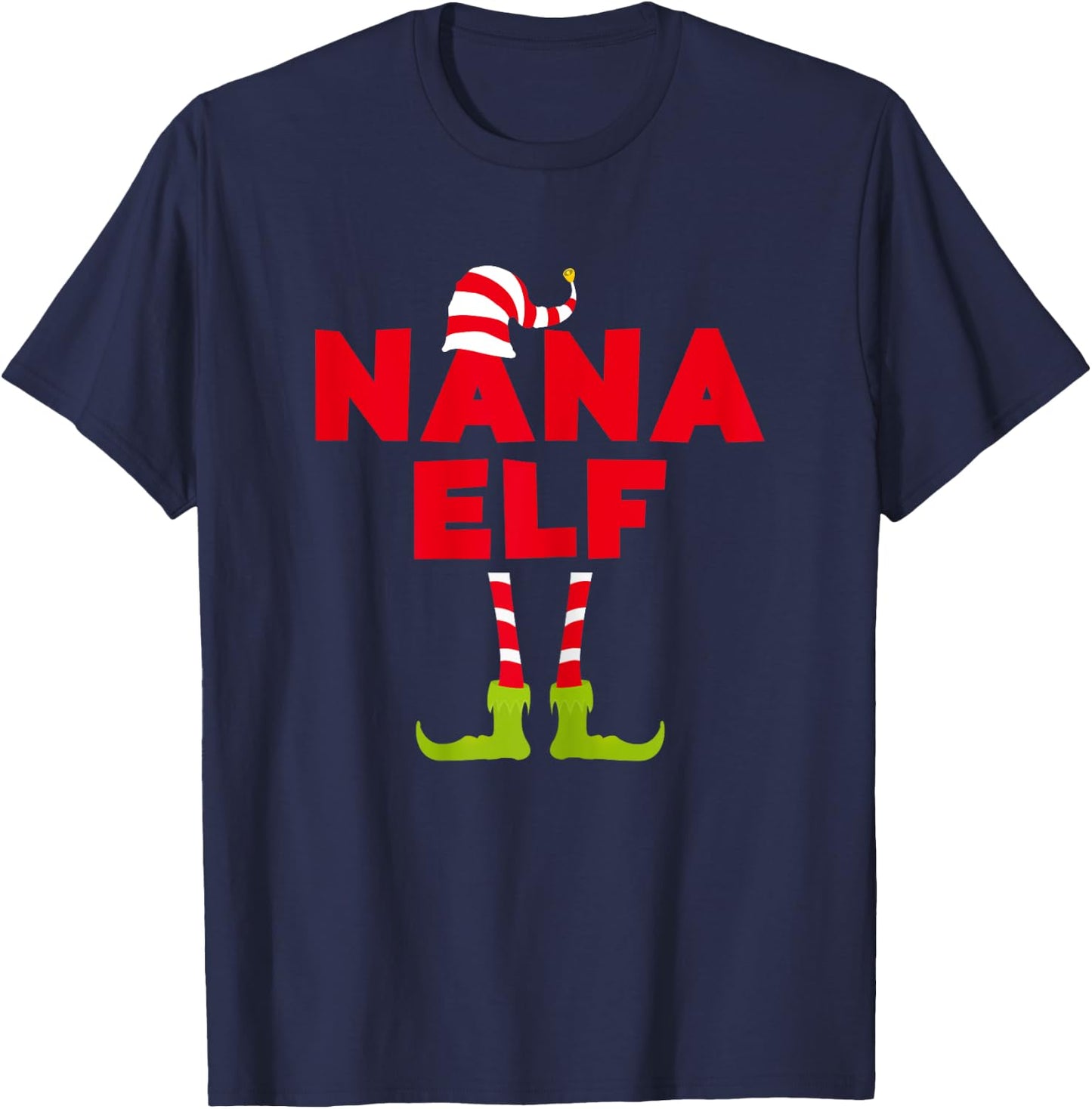 Nana Elf Matching Christmas Elf Shirt T-Shirt - T-Shirt | Navy