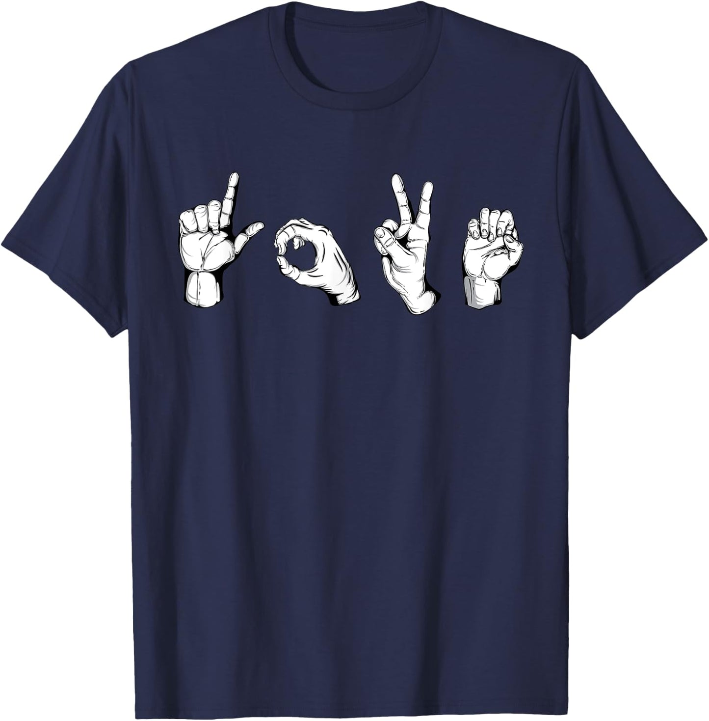 Valentines Day Shirt | I Love You Heart Hand Sign Language T-Shirt - T-Shirt | Navy