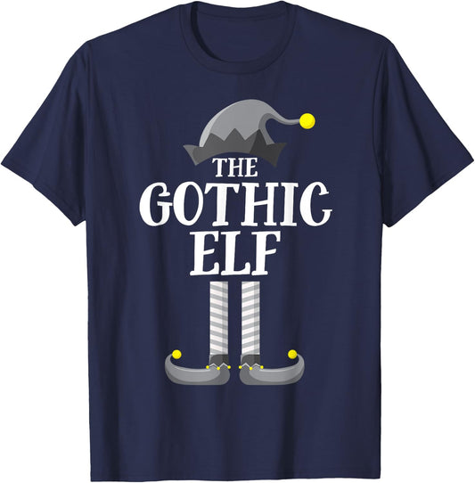 Gothic Black Elf Matching Family Group Christmas Party PJ T-Shirt - T-Shirt | Navy