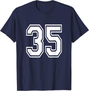 Number 35 Birthday Varsity Sports Team Jersey T-Shirt - T-Shirt | Navy