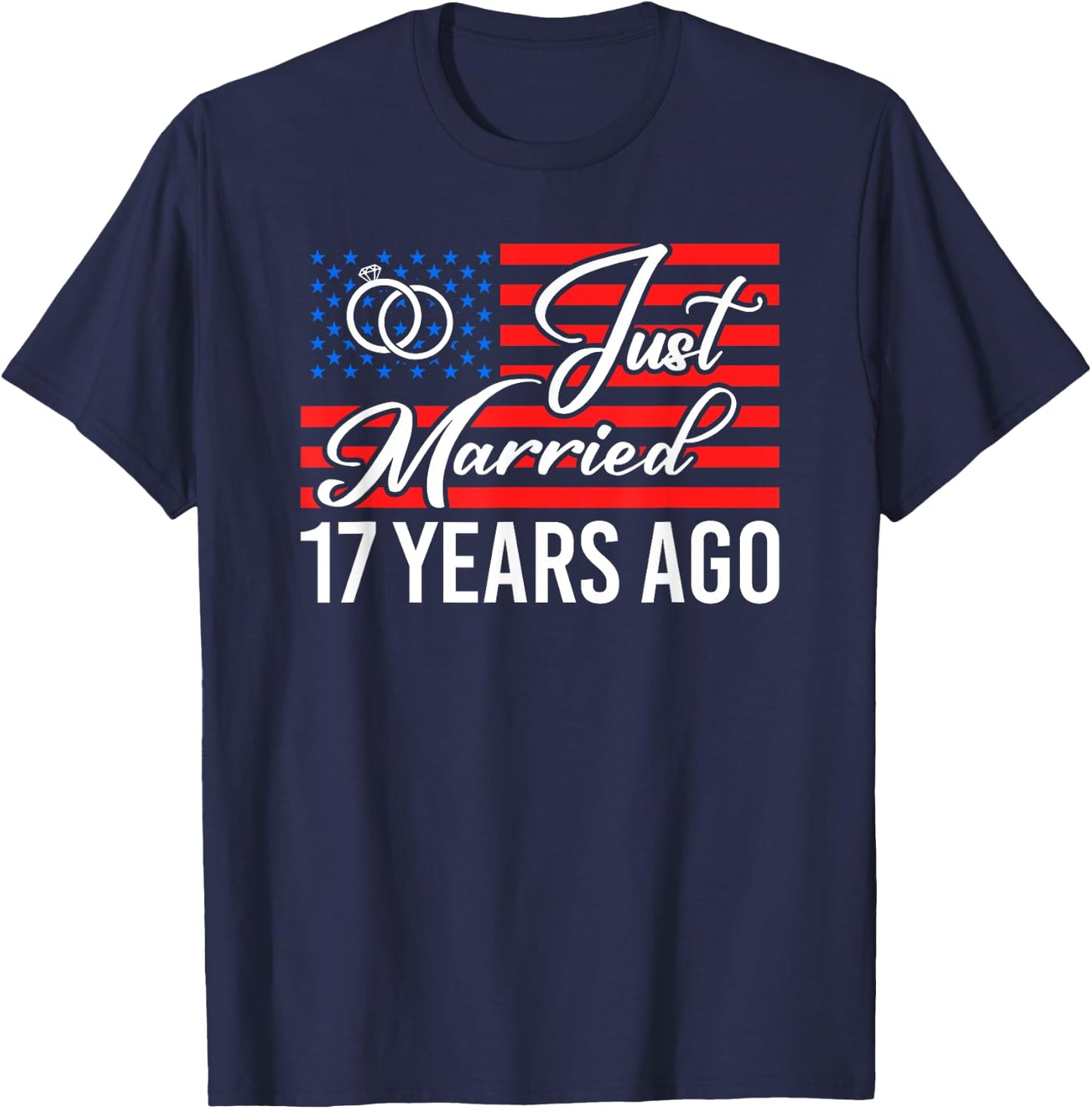 Just Married 17 Years Ago 17th Husband Wife Anniversary T-Shirt - T-Shirt | Navy
