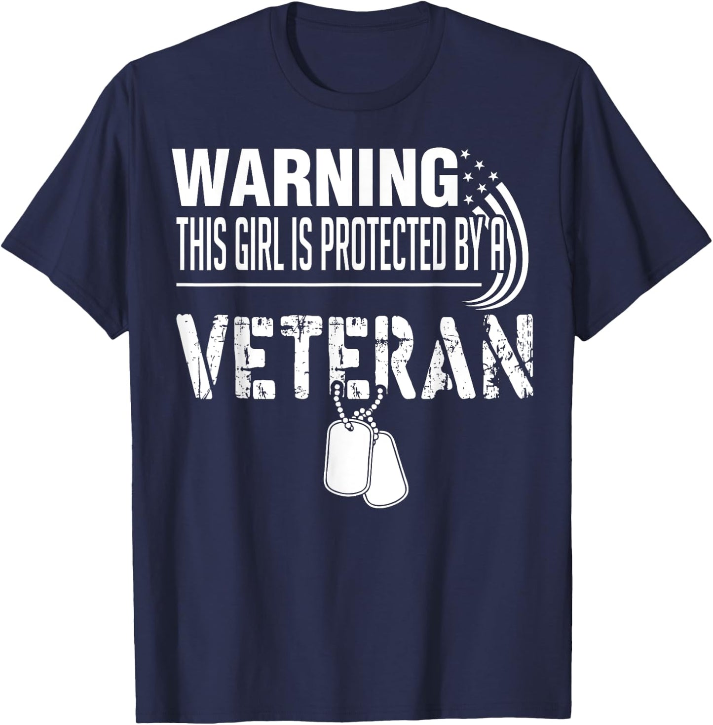 Warning This Girl Is Protected By A Veteran T-Shirt - T-Shirt | Navy