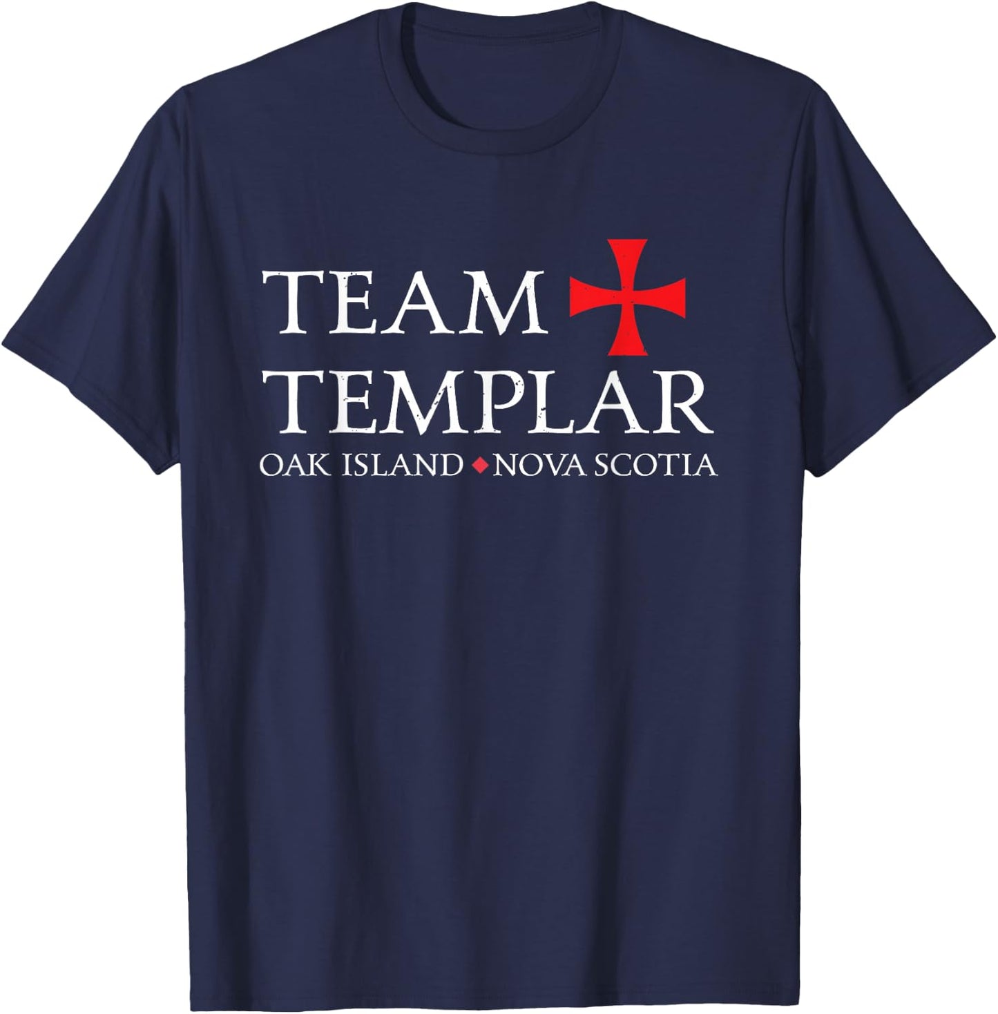 Team Templar Funny Oak Island Treasure - White T-Shirt - T-Shirt | Navy