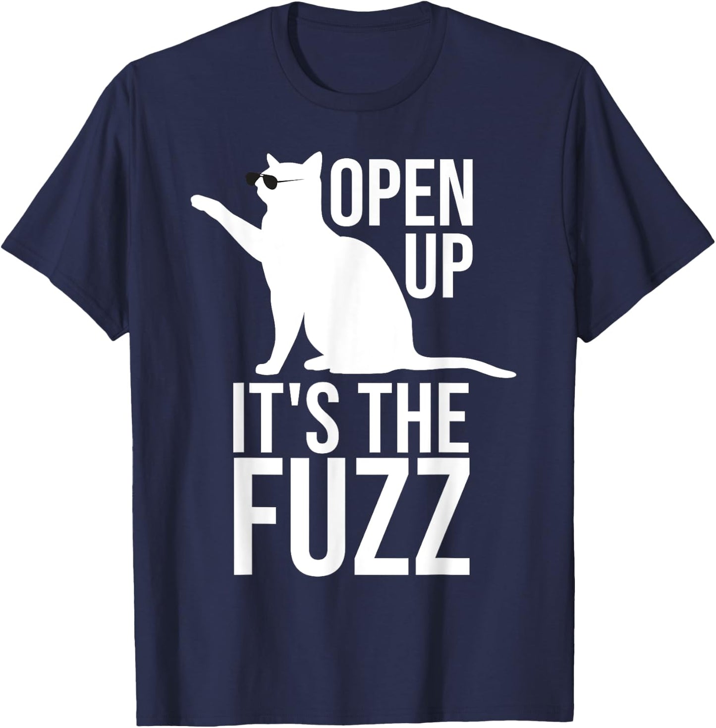 Funny Cat Shirt | The Fuzz Kitten Scratching Door Cat Pun Women Kids T-Shirt - T-Shirt | Navy