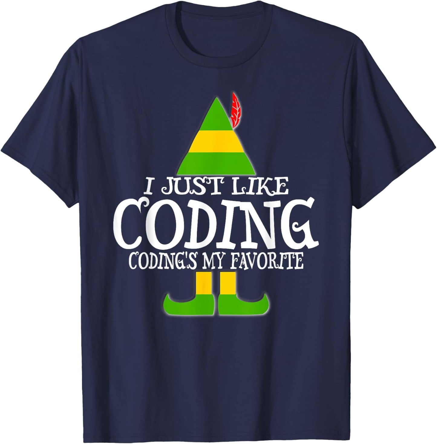 CODING ELF Christmas Computer Medical Coder Program T-Shirt - T-Shirt | Navy