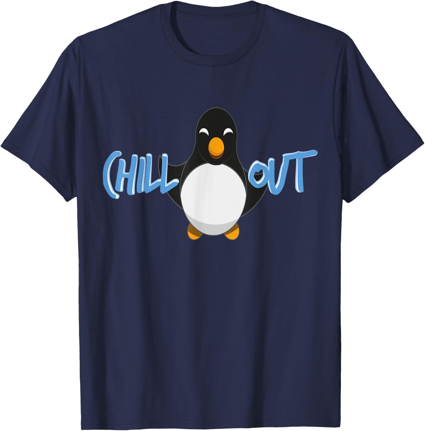Chill Out Penguin Funny T-Shirt - T-Shirt | Navy