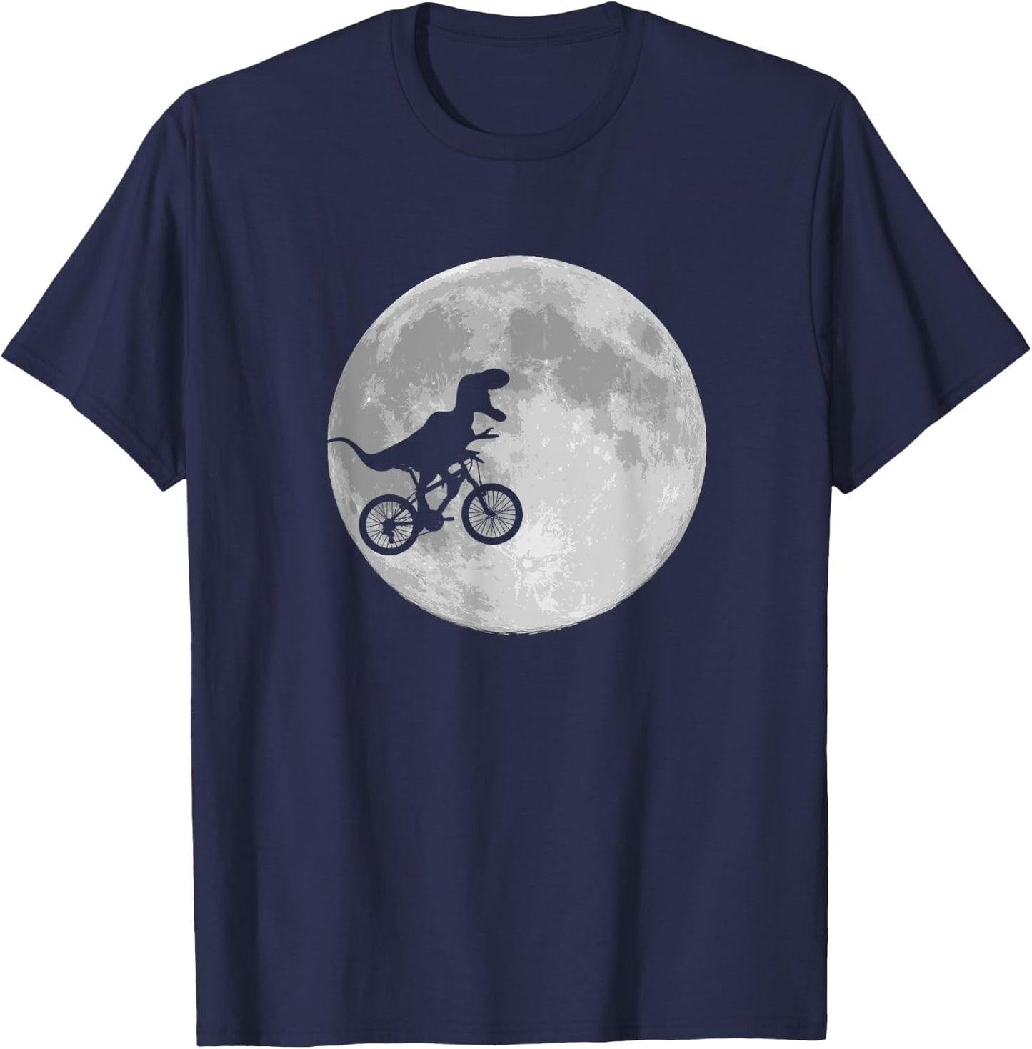 Dinosaur Bike and Moon shirt retro 80's funny T-Shirt - T-Shirt | Navy