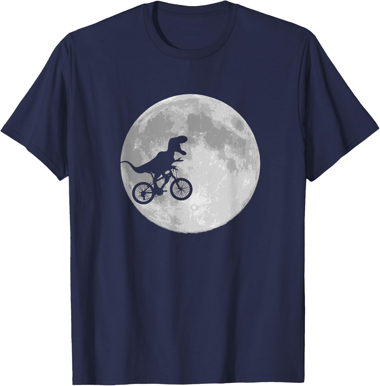 Dinosaur Bike and Moon shirt retro 80's funny T-Shirt - T-Shirt | Navy