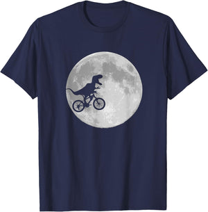 Dinosaur Bike and Moon shirt retro 80's funny T-Shirt - T-Shirt | Navy