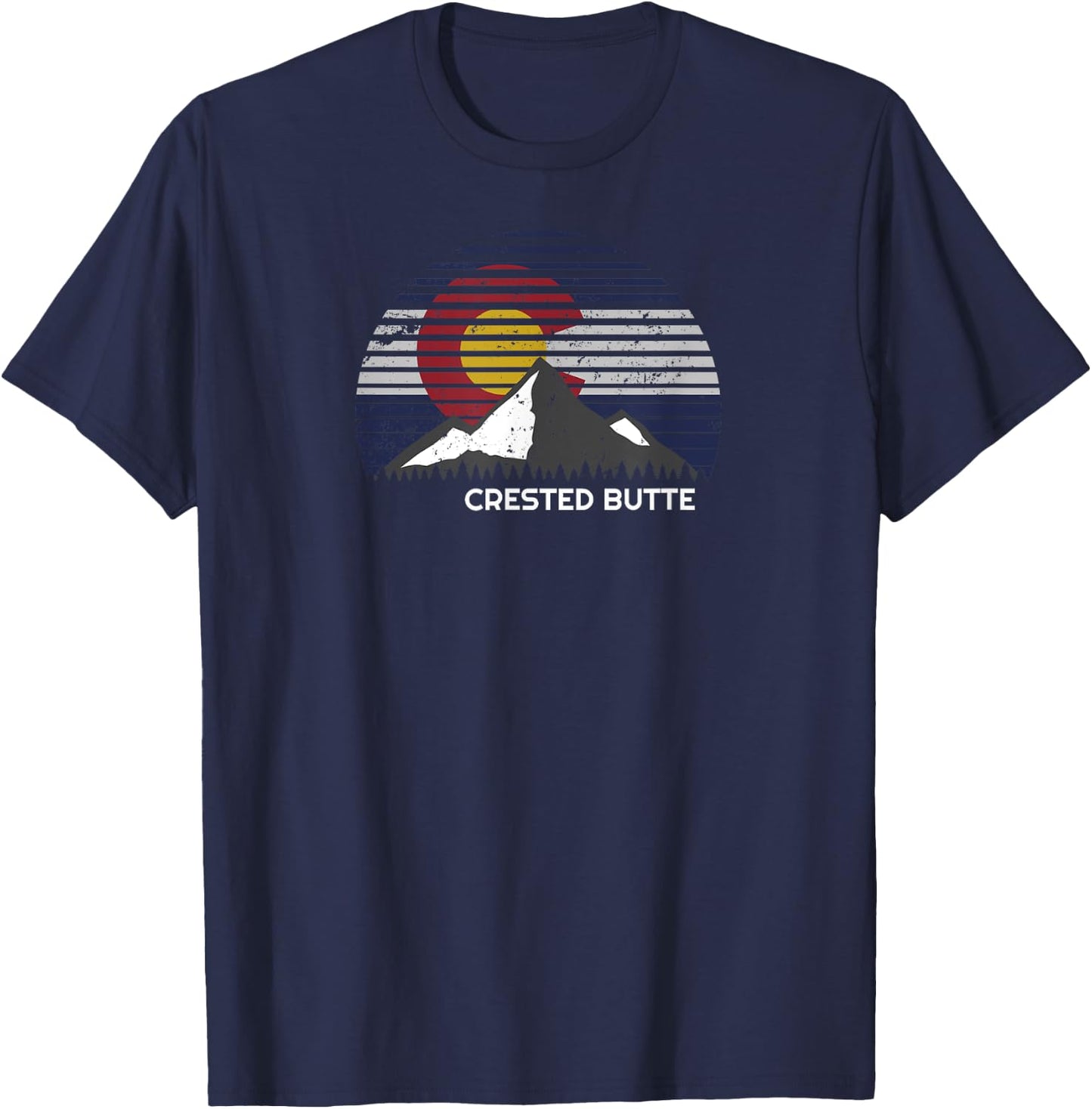 Crested Butte Rocky Mountain Colorado Flag T-Shirt - T-Shirt | Navy