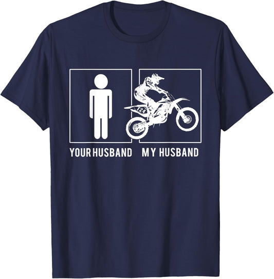 Dirt Biker - Your Husband - My Husband T-Shirt - T-Shirt | Navy