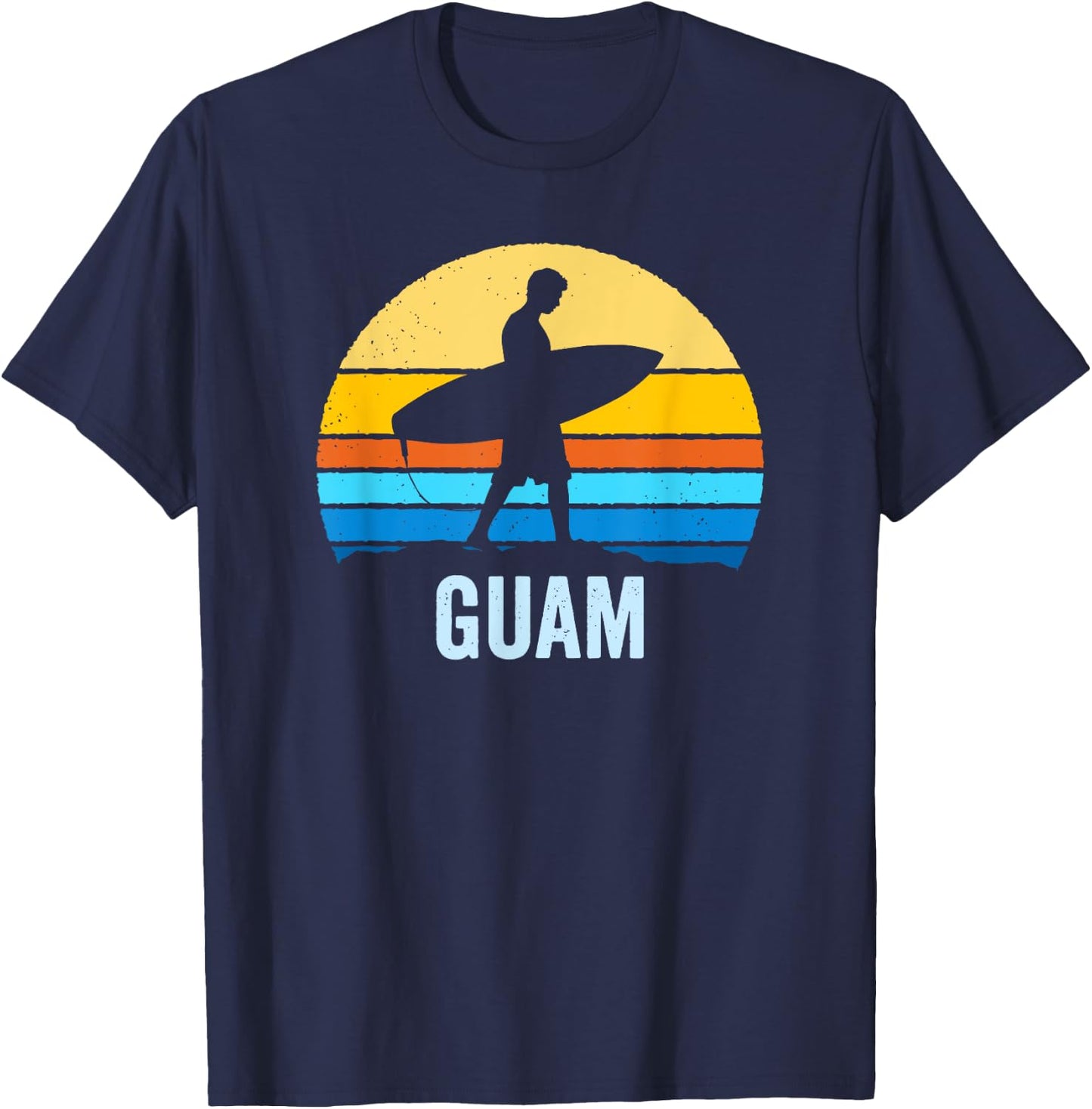Vintage Sunset Shirt Guam Surf Beach Bum Men Women Kids T-Shirt - T-Shirt | Navy