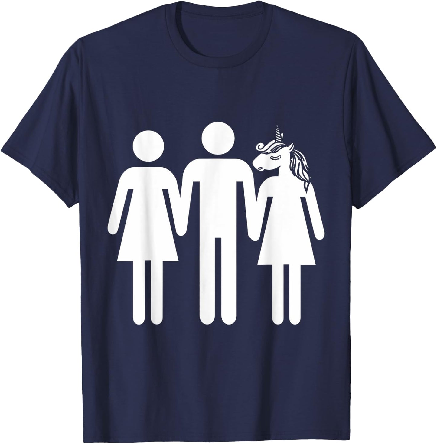Unicorn Threesome Funny Shirt T-Shirt - T-Shirt | Navy