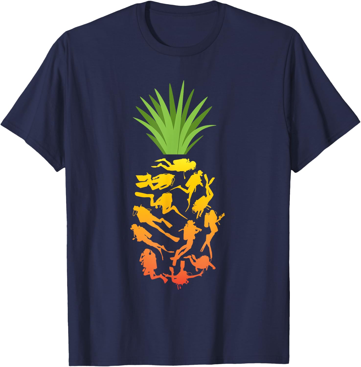 Pineapple Diving Ocean Freediving Sea Apnea Dive Diver T-Shirt - T-Shirt | Navy