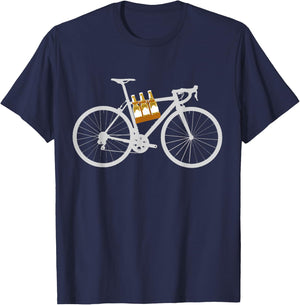 I Love Bikes and Beer Bicycle Cycling T-Shirt - T-Shirt | Navy