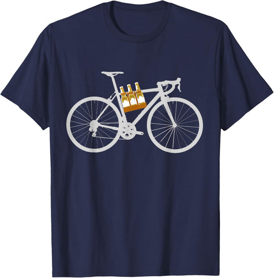 I Love Bikes and Beer Bicycle Cycling T-Shirt - T-Shirt | Navy