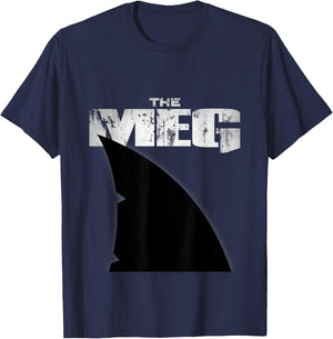 Shark for Sea lovers | -Adults Meg Shark | Black Distressed Modern Short Sleeve | Small T-Shirt - T-Shirt | Navy