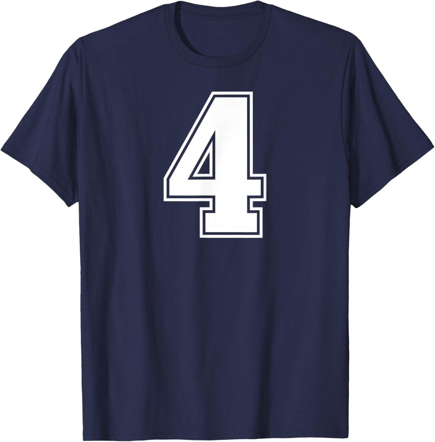 4 Number Four Team Sports Graphic Varsity Matching T-Shirt - T-Shirt | Navy