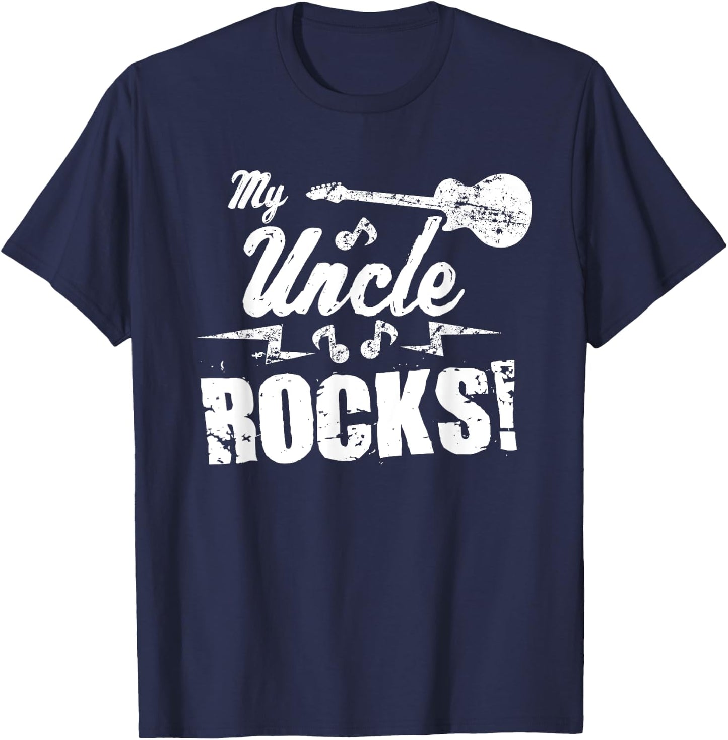 My Uncle Rocks - Guitar Rock n Roll Funny Gift T-Shirt - T-Shirt | Navy