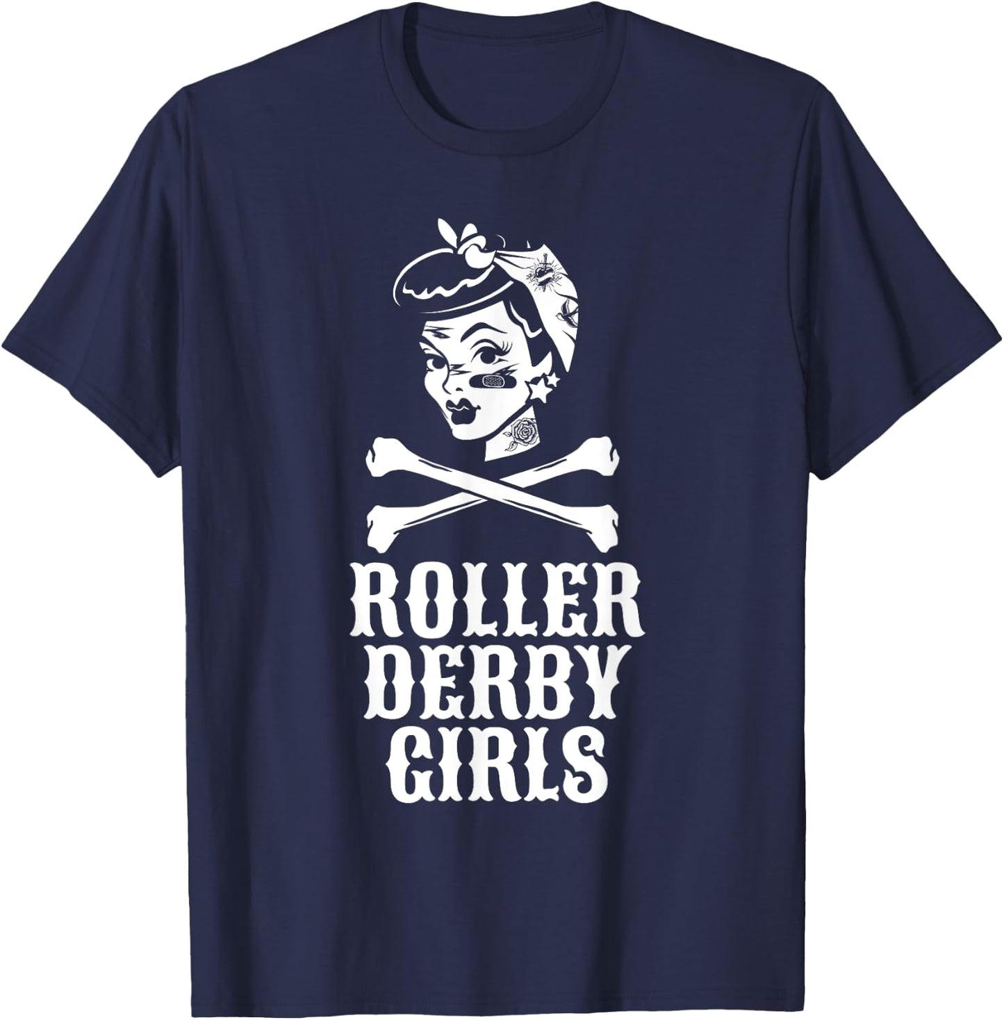 Roller Derby Girls Pinup Flat Track Roller Derby Shirt T-Shirt - T-Shirt | Navy
