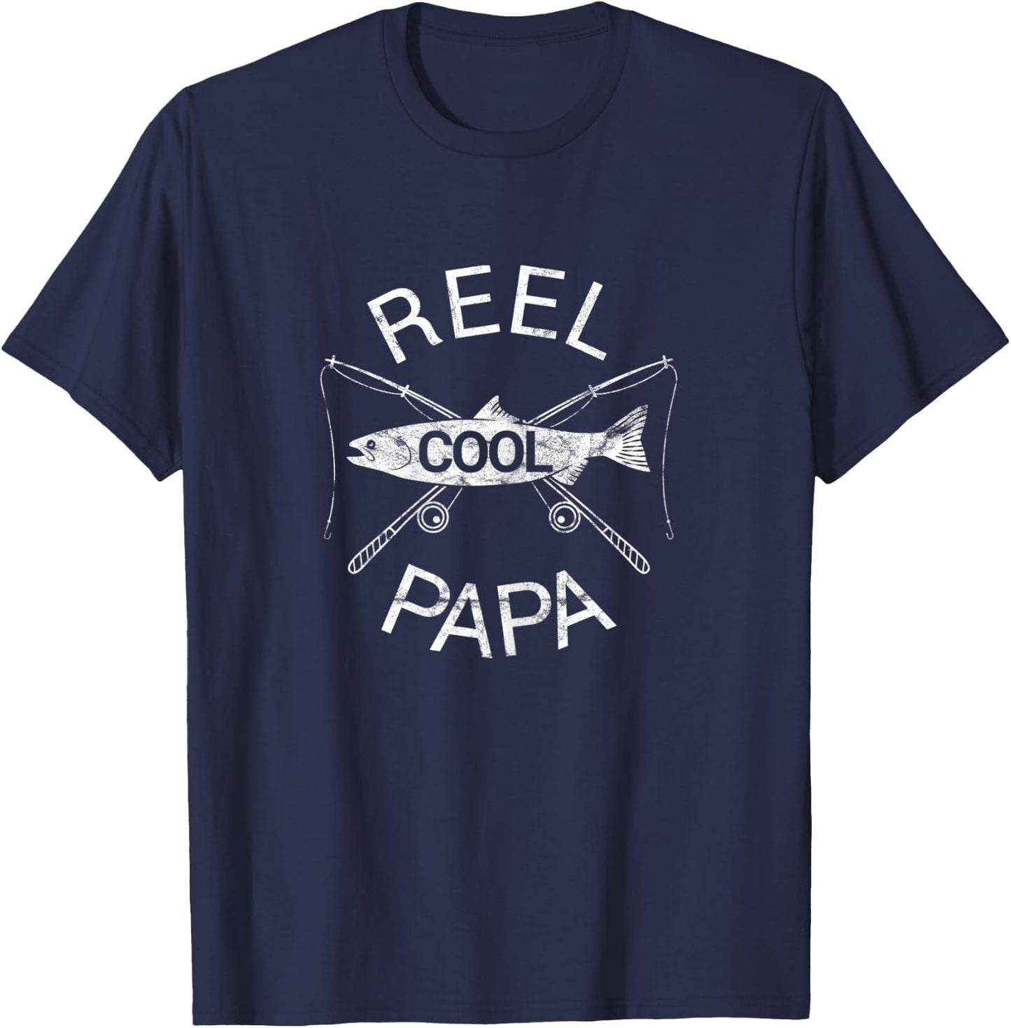 Father's Day Gifts Funny Fishing Reel Cool Papa Dad Joke T-Shirt - T-Shirt | Navy