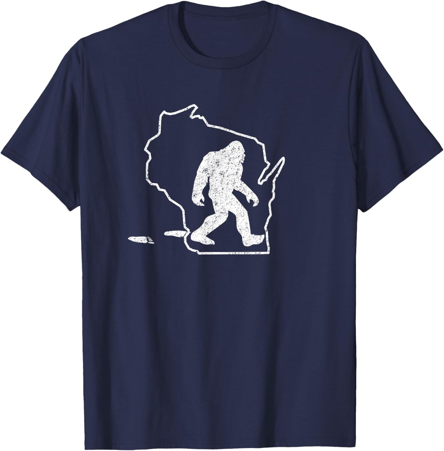 Wisconsin State Pride Vintage Bigfoot Hunter T Shirt T-Shirt - T-Shirt | Navy