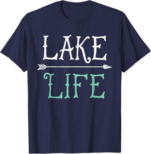 Lake Life T shirt Fishing Boating Sailing Funny Outdoor T-Shirt - T-Shirt | Navy