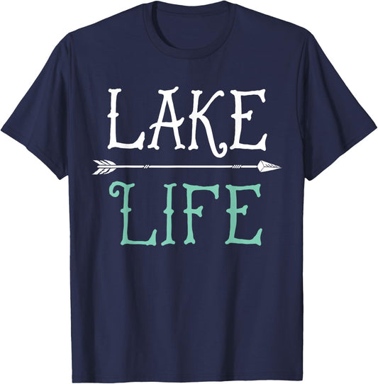 Lake Life T shirt Fishing Boating Sailing Funny Outdoor T-Shirt - T-Shirt | Navy